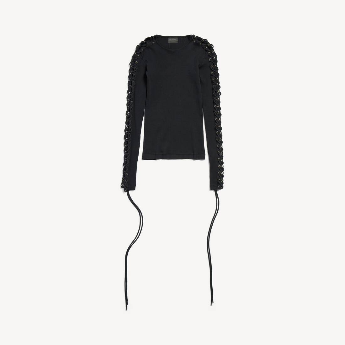 Women's Lace-up Long Sleeve T-shirt in Black