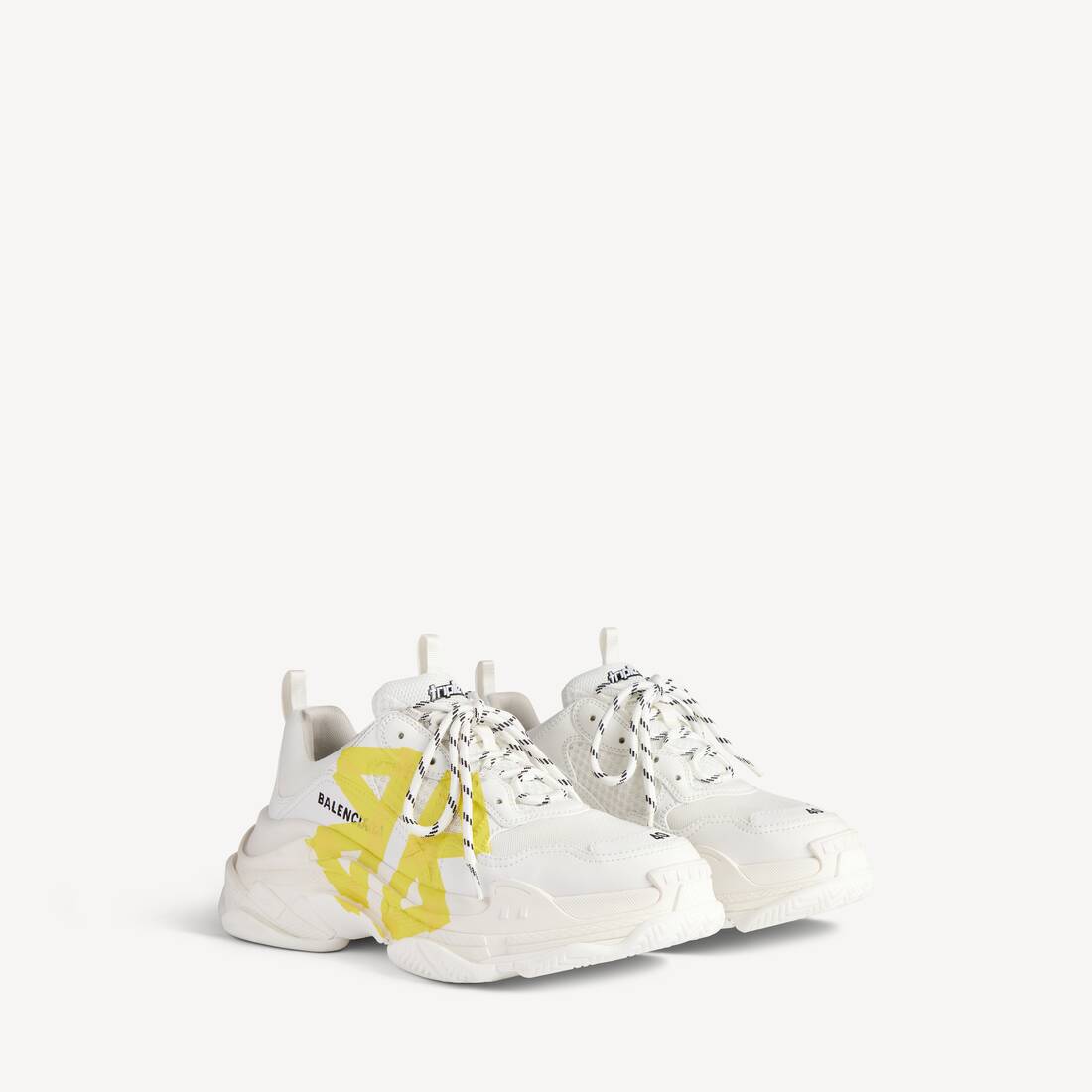 Women's Triple S Tape Type Sneaker in White/yellow