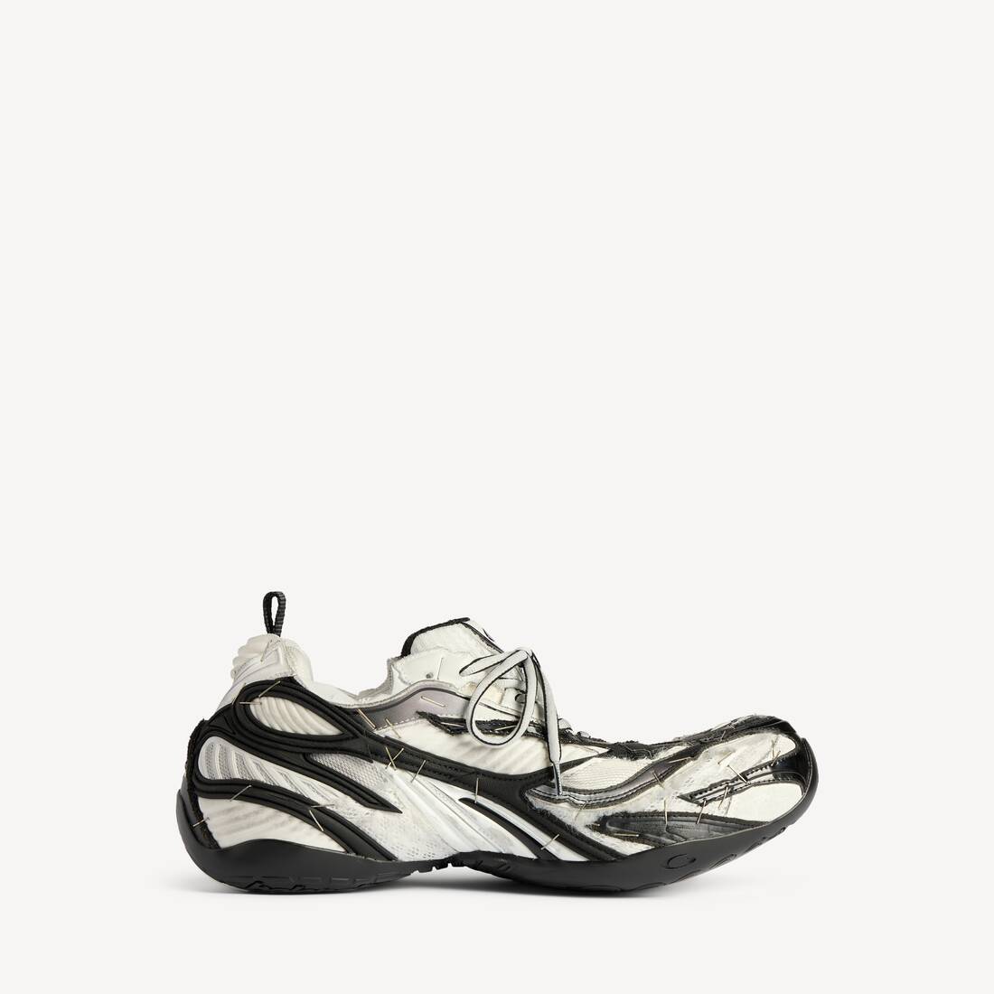 Men's Soleless Sneaker in Black/white/silver