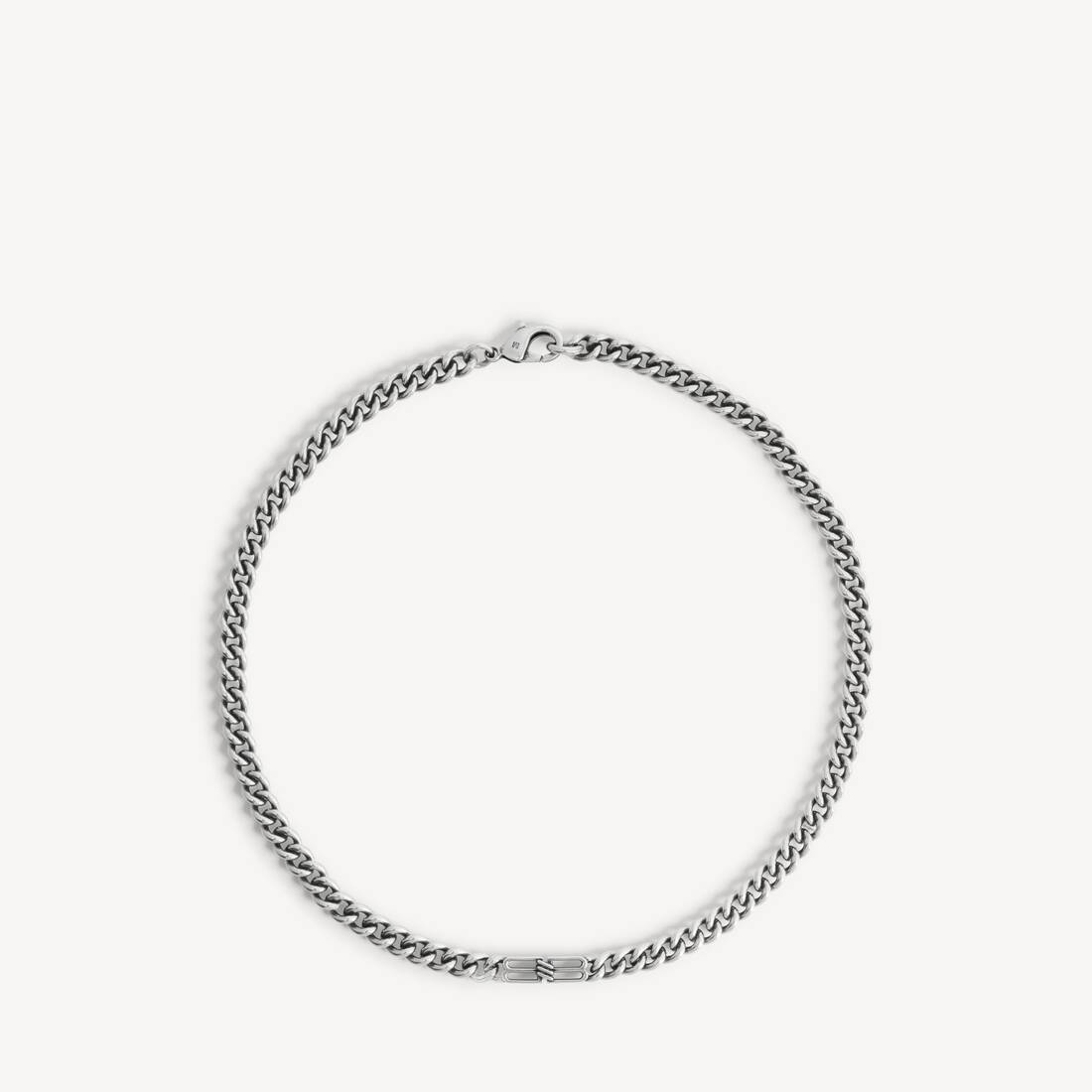 Men's Bb Icon Thin Gourmette Necklace in Antique Silver