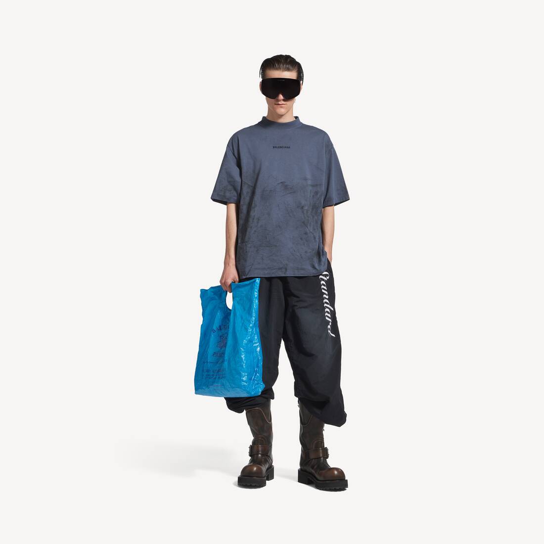 Men's Balenciaga Back T-shirt Medium Fit in Faded Dark Blue/black