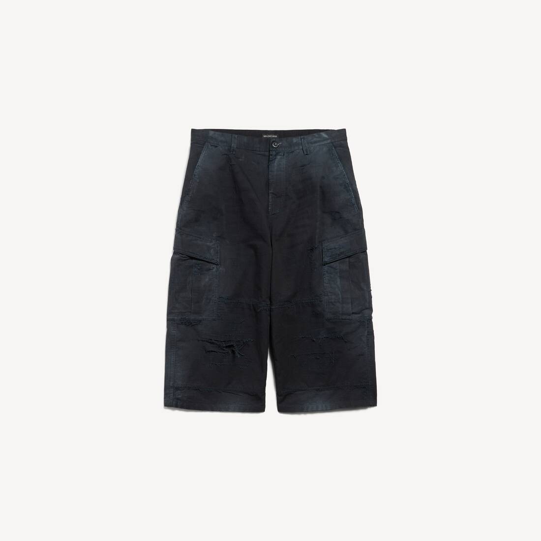 Men's Cropped Cargo Pants in Black