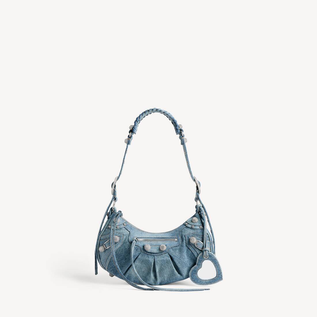 Women's Le Cagole Shoulder Bag Small With Rhinestones in Blue