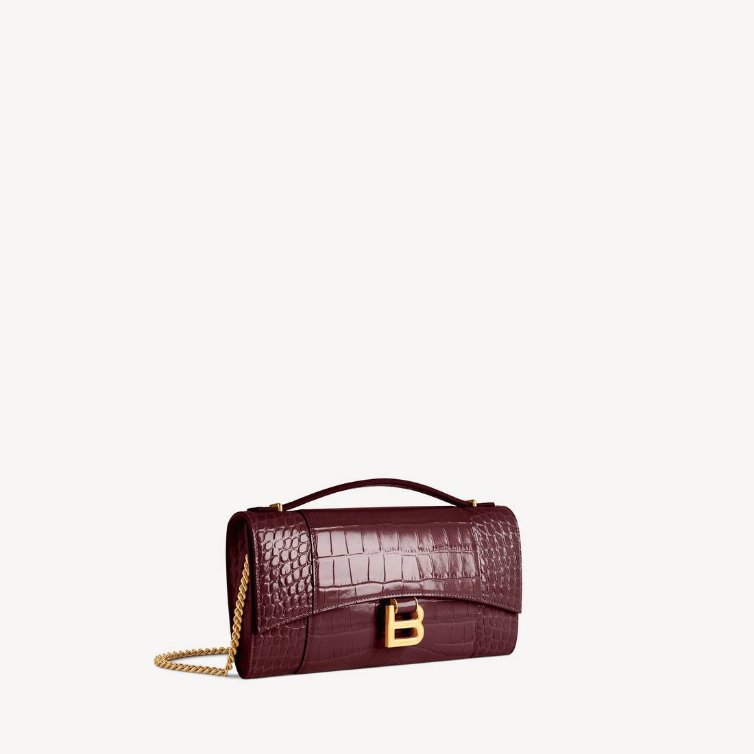 Women's Hourglass Pochette With Chain in Dark Burgundy