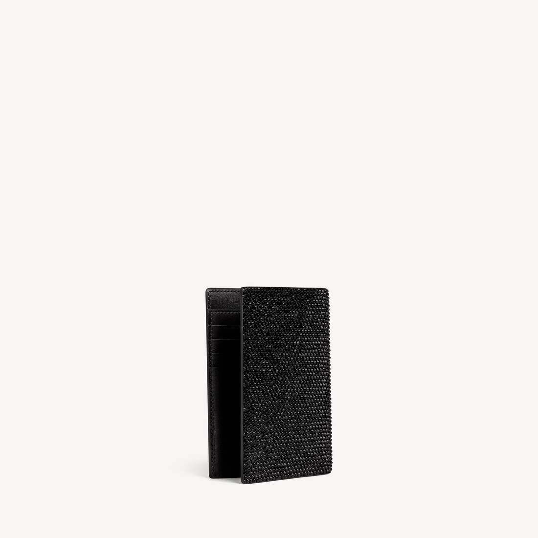 Men's Passport Holder With Rhinestones in Black