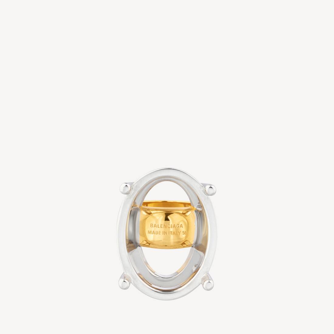 Women's Frame Oval Ring in Shiny Silver/shiny Gold
