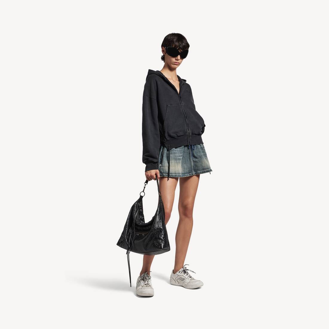 Women's Loop Sports Icon Lace-up Hoodie in Faded Black