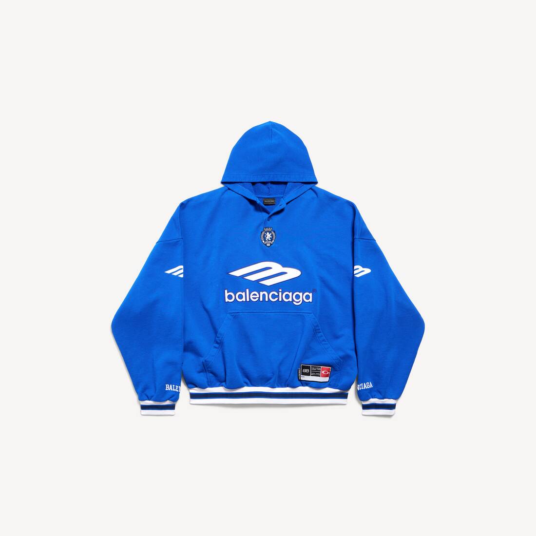 Men's 3b Football Polo Hoodie in Royal Blue/white