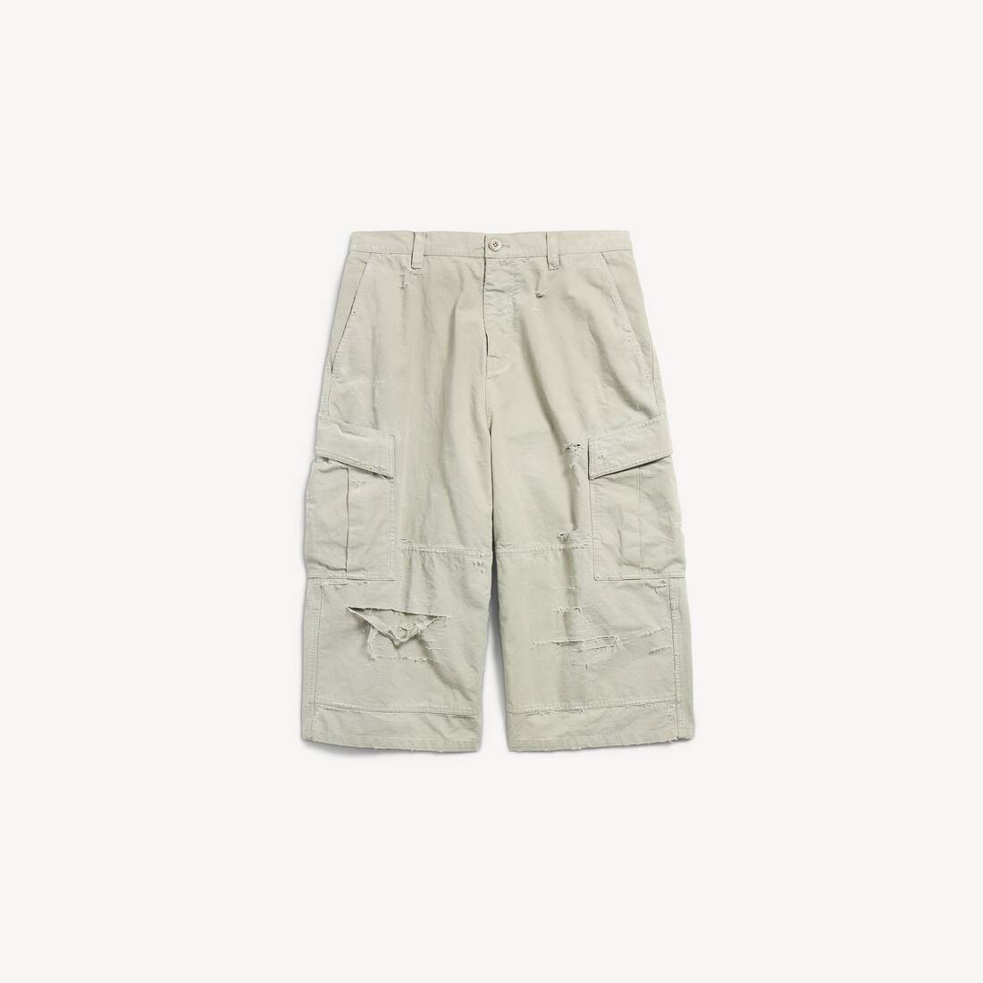 Men's Cropped Cargo Pants in Military Beige