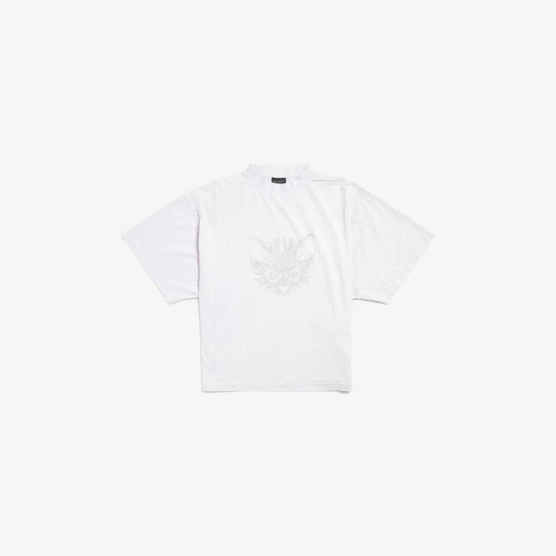Women's Kittycat Cropped T-shirt in Dirty White/black