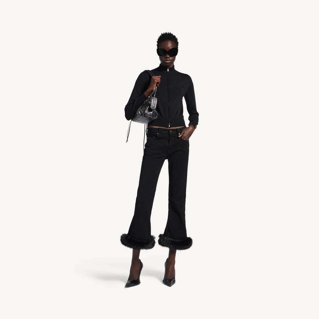 Women's Zip-up Sweater in Black