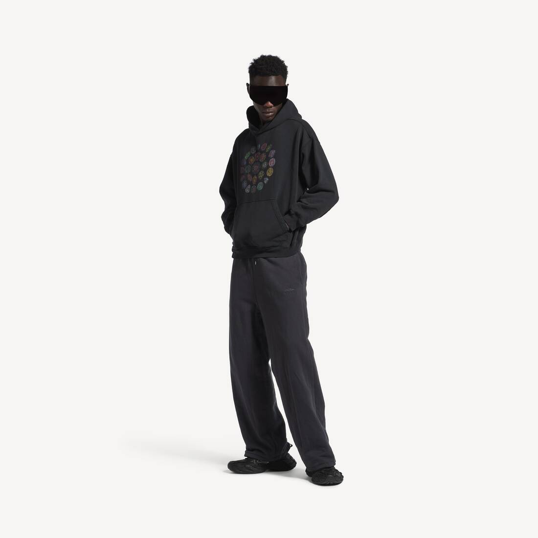 Men's Spiral Crest Hoodie Medium Fit in Faded Black