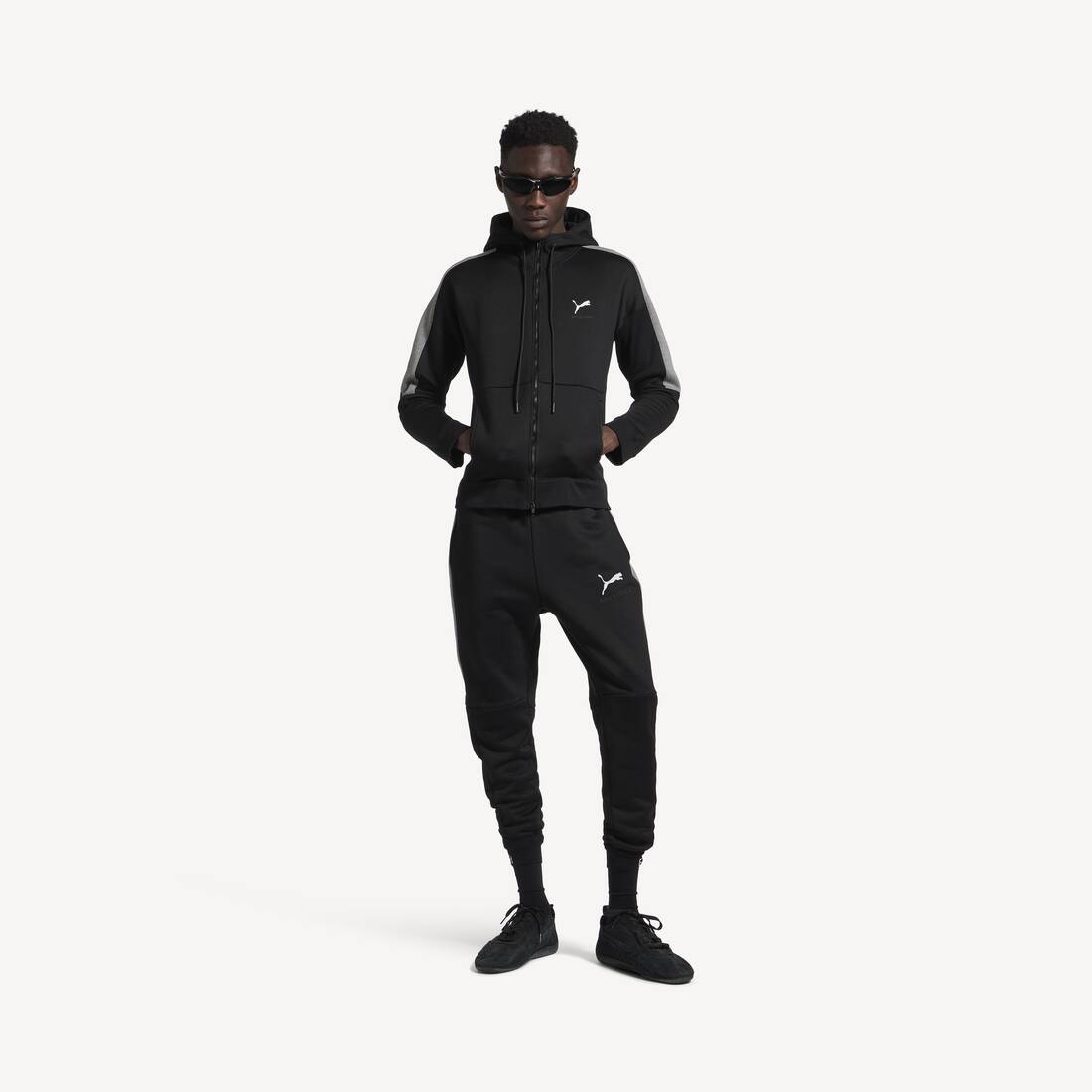 Balenciaga I Puma Fitted Tracksuit Pants in Black/dark Heather Grey