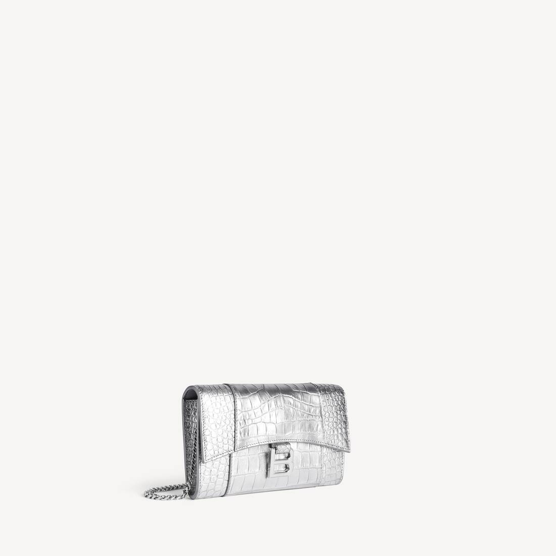 Women's Hourglass Wallet On Chain in Silver