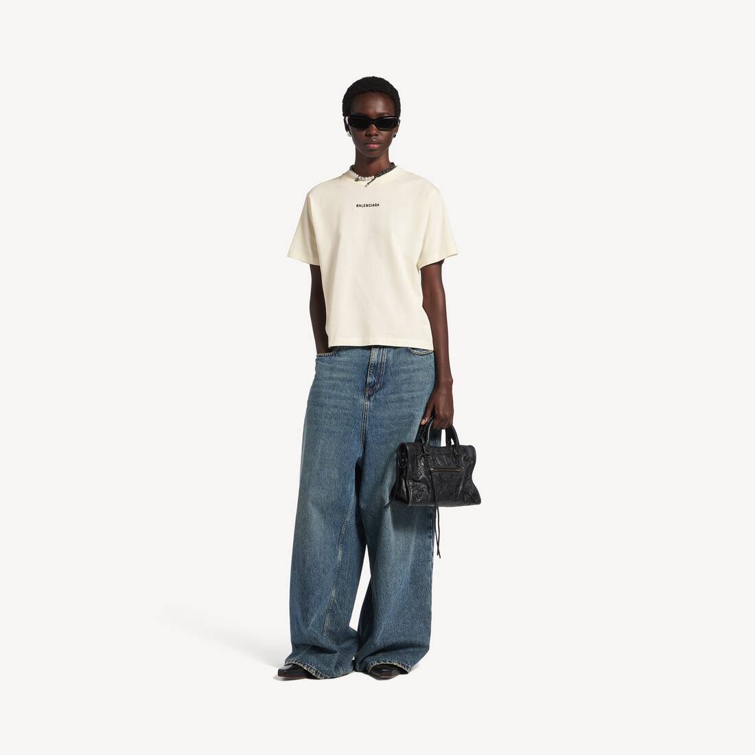 Women's Balenciaga Back T-shirt Medium Fit in Cream