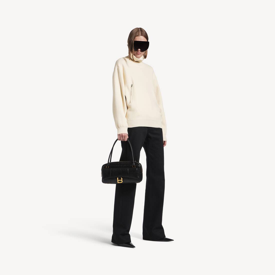 Women's Back-to-front High Neck Sweater in Off White