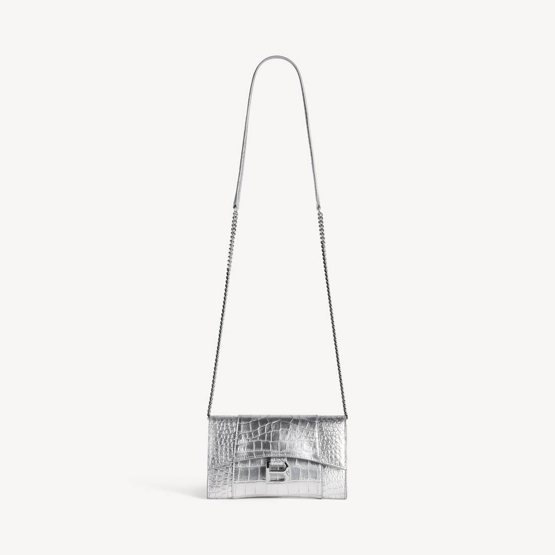 Women's Hourglass Wallet On Chain in Silver