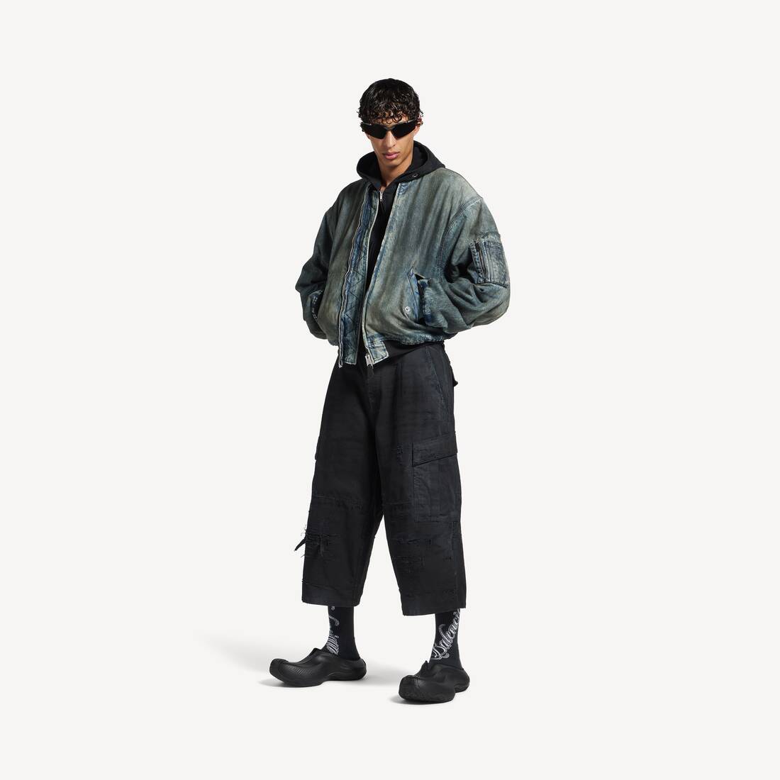 Men's Standard Bomber Jacket in Dirty Grey/light Blue