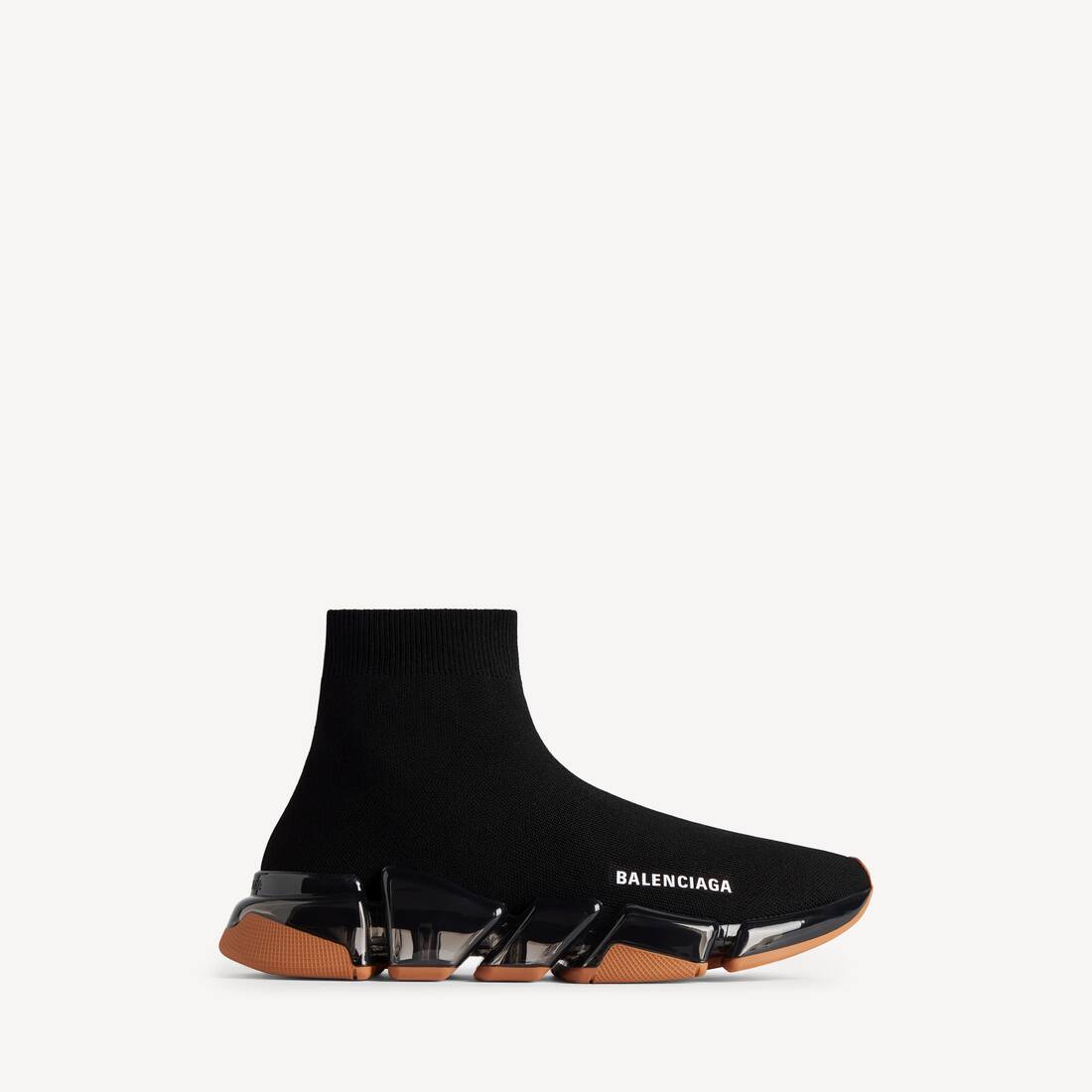 Men's Speed 2.0 Full Clear Sole Recycled Knit Sneaker in Black/orange