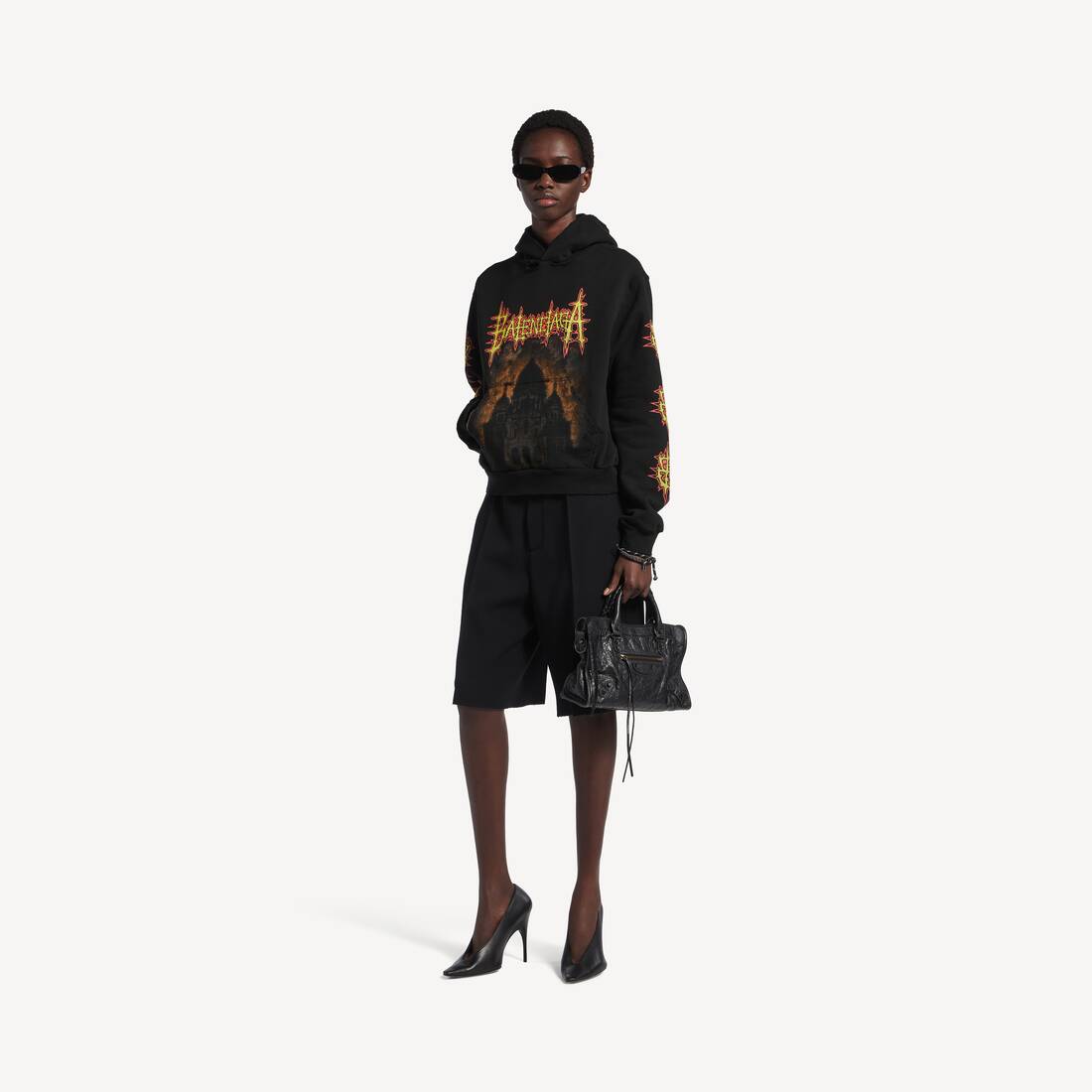 Women's Balenciaga Sacré Cœur Hoodie Medium Fit in Black