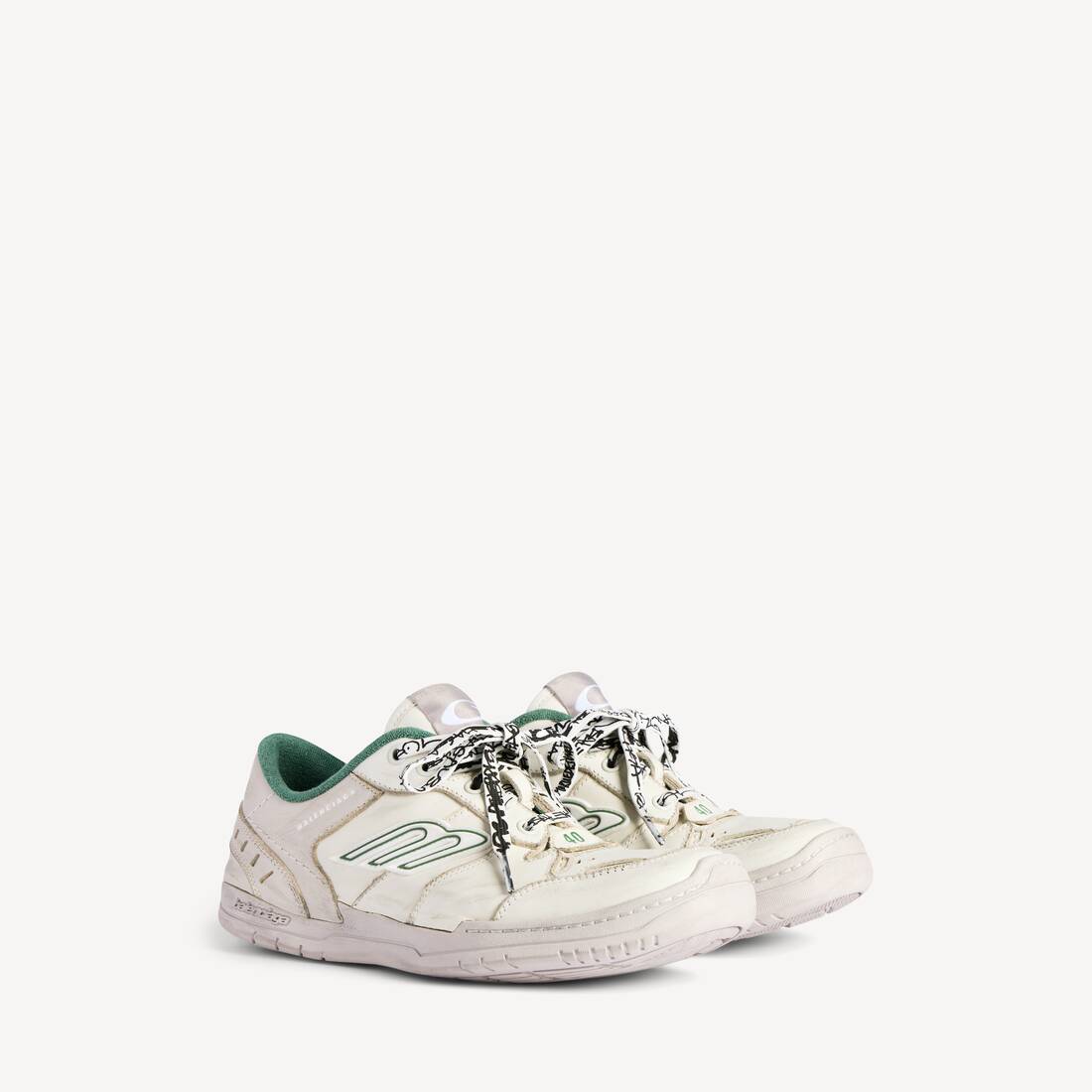 Men's Hamptons Medium Worn-out Sneaker in Beige/green