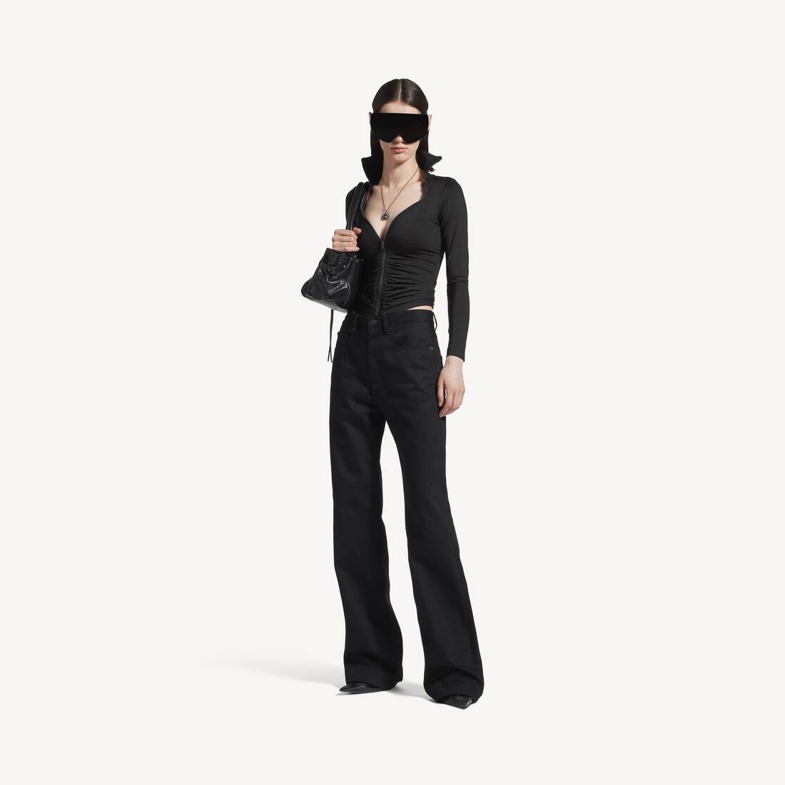 Women's Bra Cup Zip-up Jacket in Black