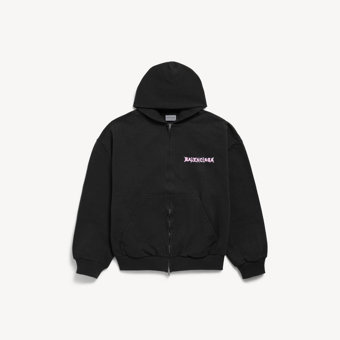 Men's Diy Balenciaga Back Zip-up Hoodie Regular Fit in Black