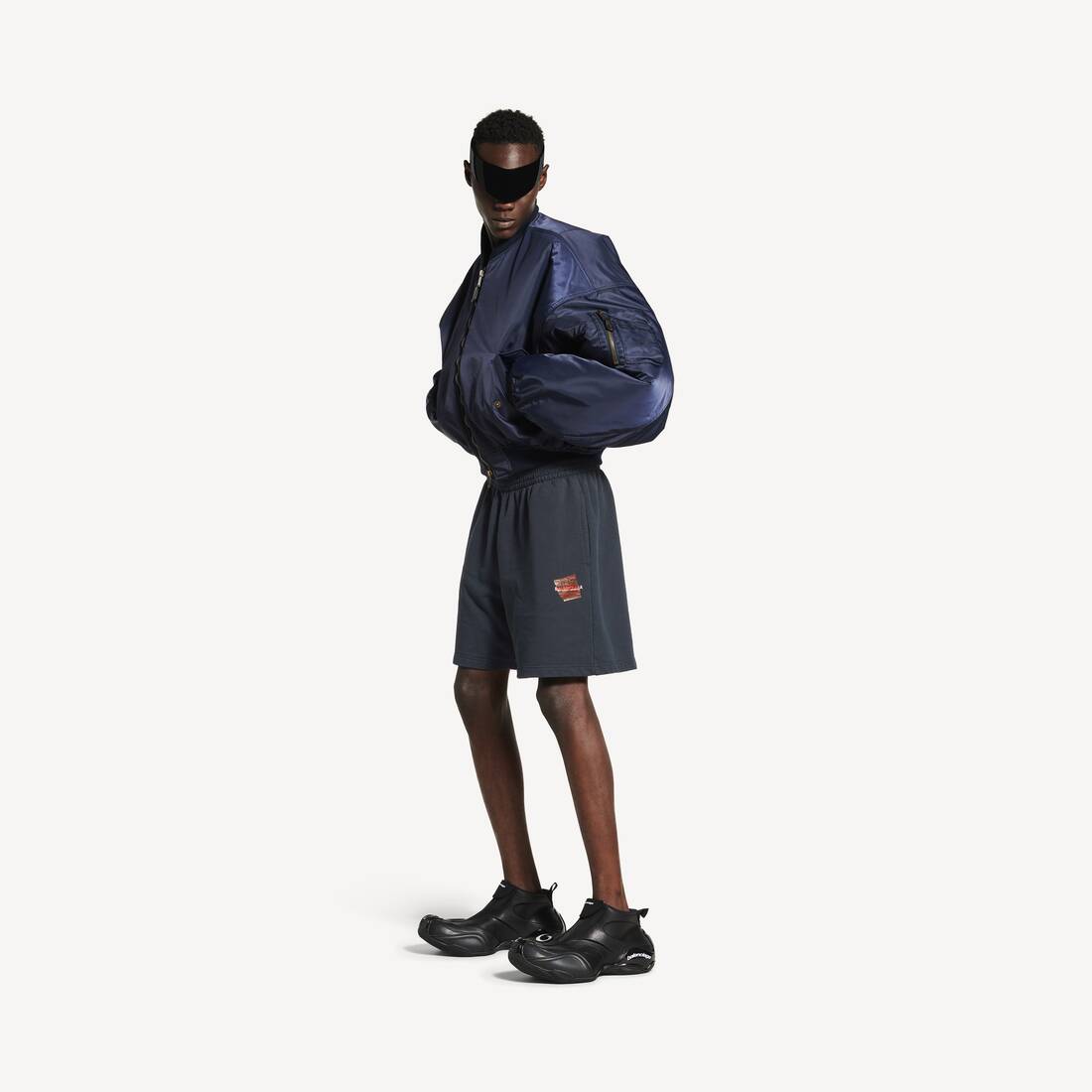 Men's Taped Balenciaga Back Shorts in Faded Black