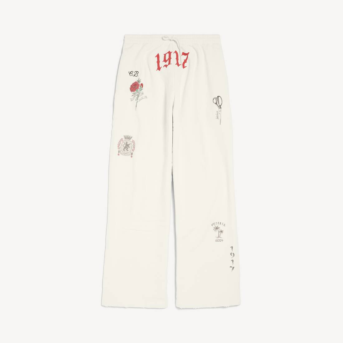 Men's Tattoo Baggy Sweatpants in Cream