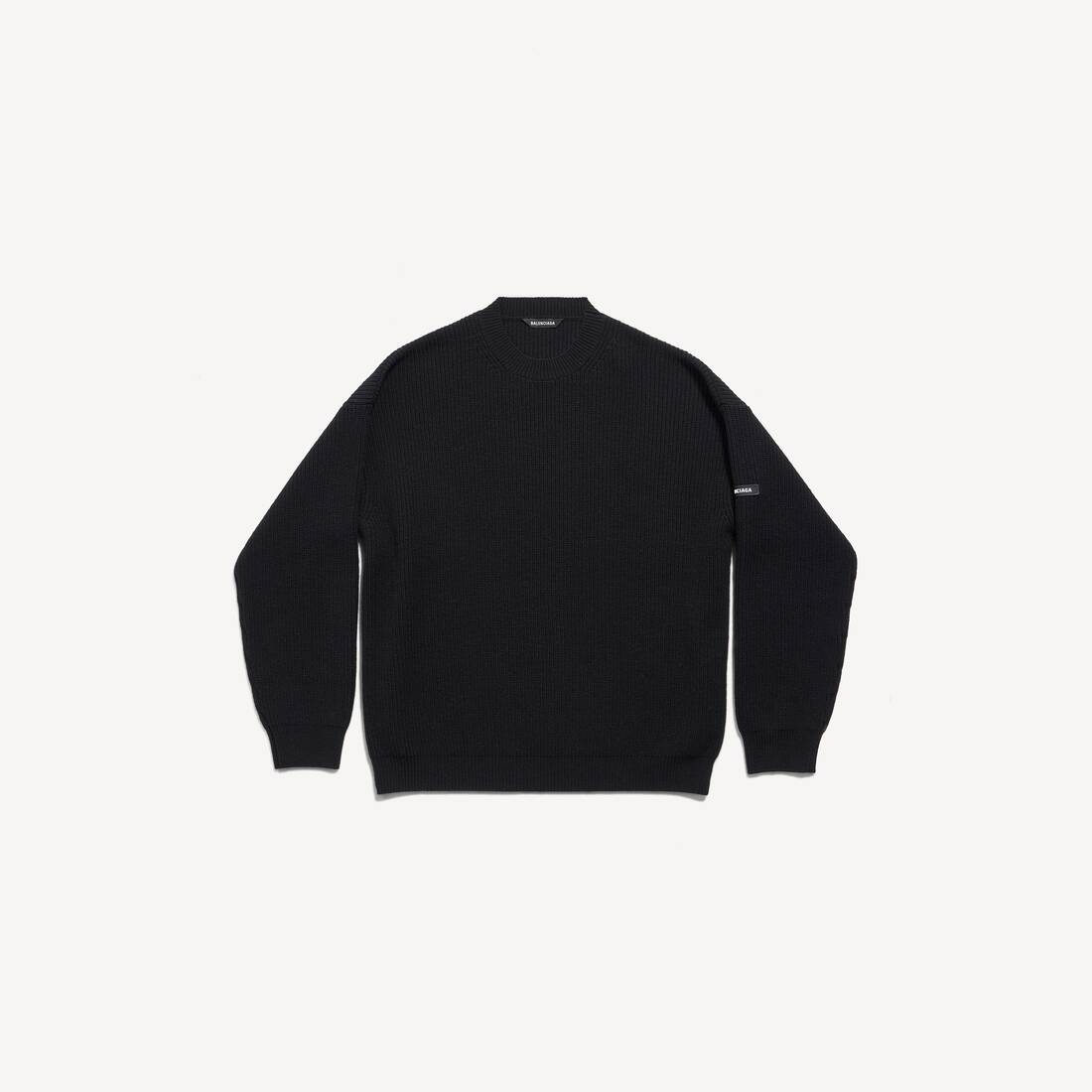 Men's Patch Crewneck Sweater in Black
