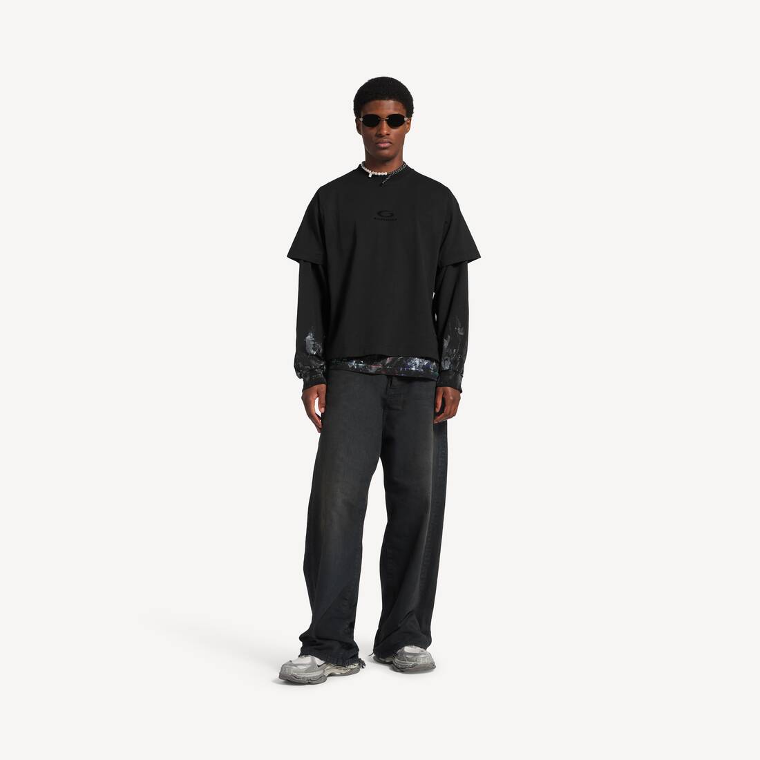 Men's Hybrid Double T-shirt in Black