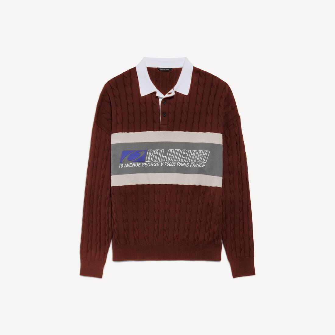 Men's Sporty Block Patched Polo in Burgundy/multicolor