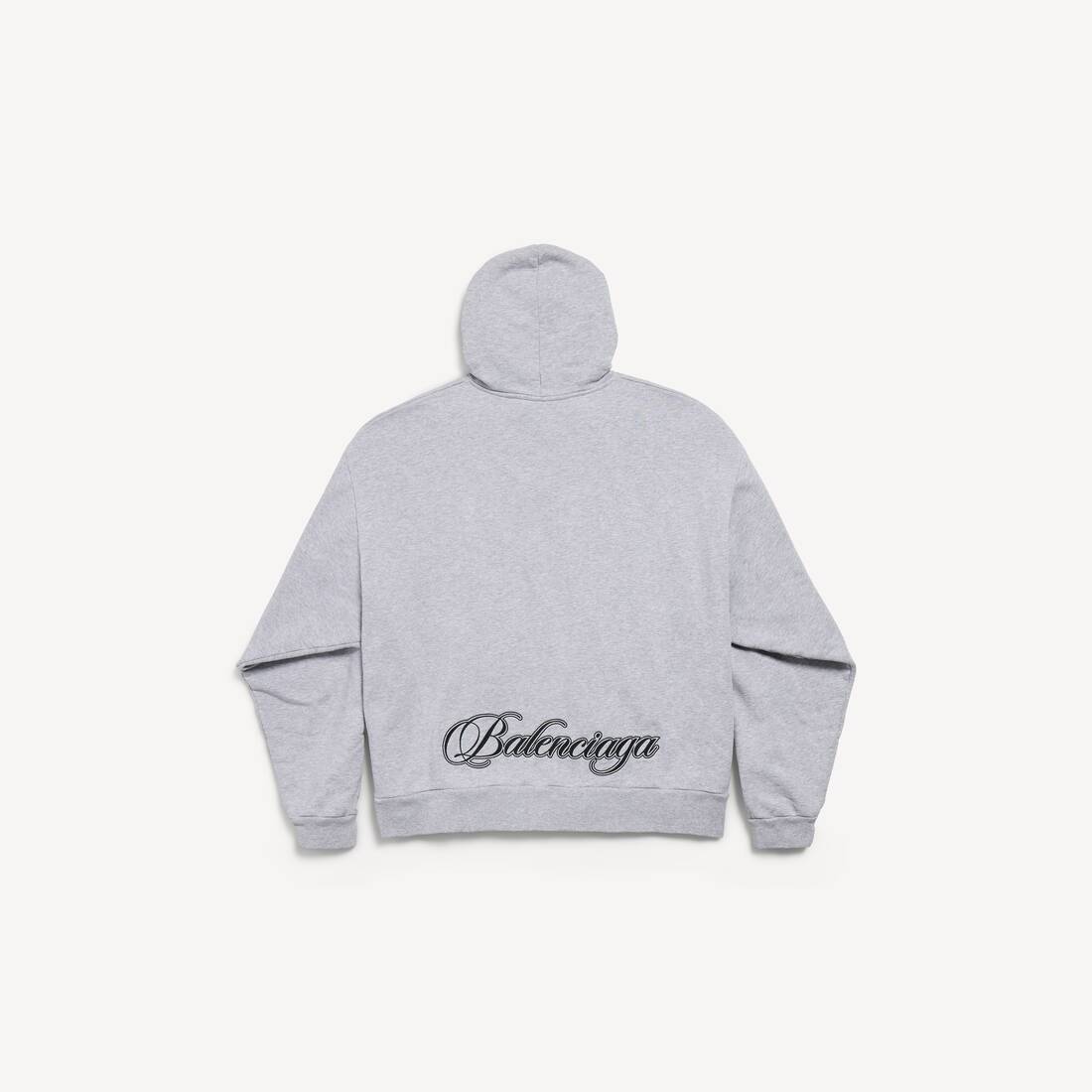 Men's Cursive Oversized Hoodie in Light Heather Grey/black