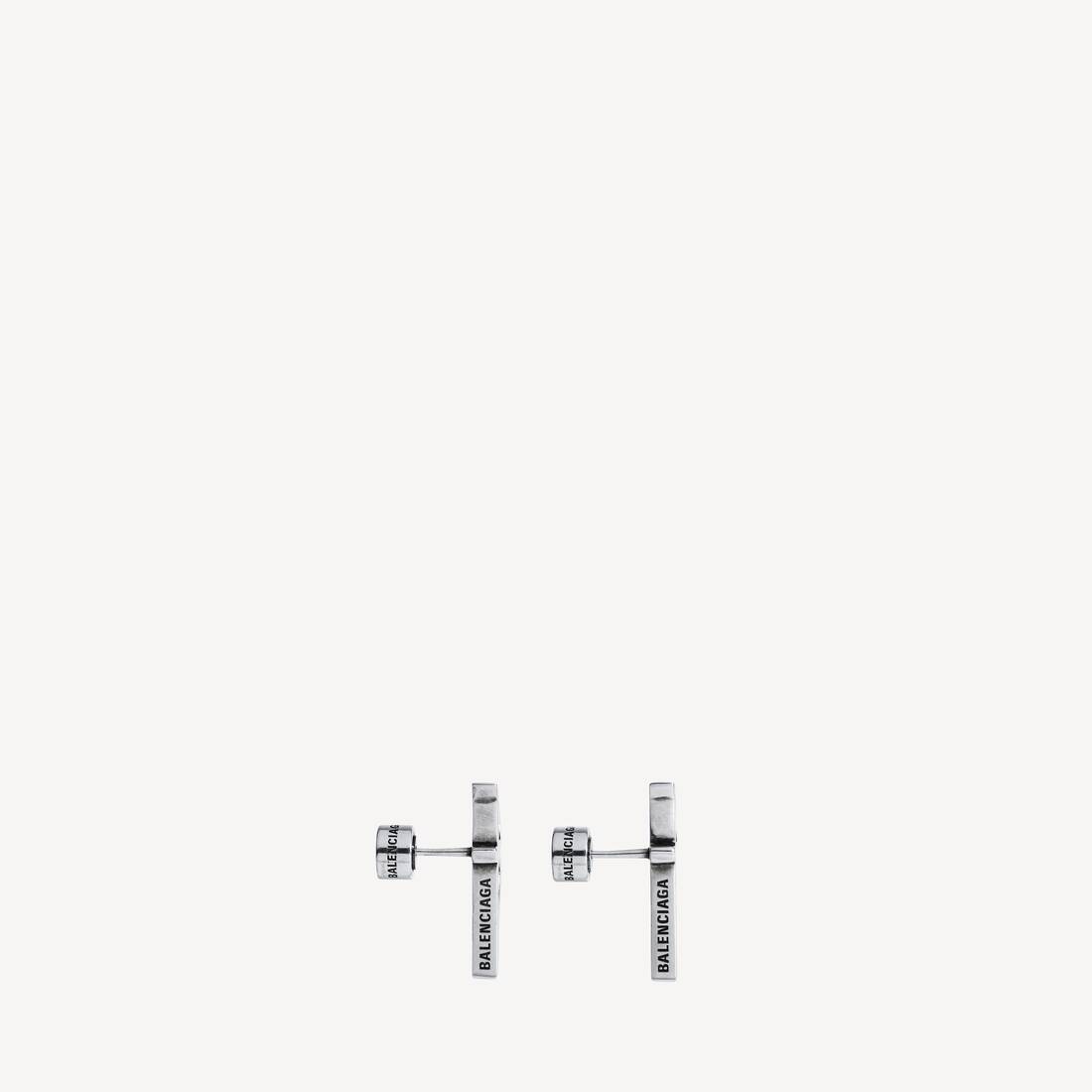 Typo Metal Earrings in Silver