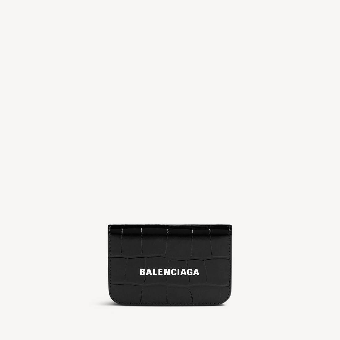 Cash Mini Wallet Crocodile Embossed in Black/white