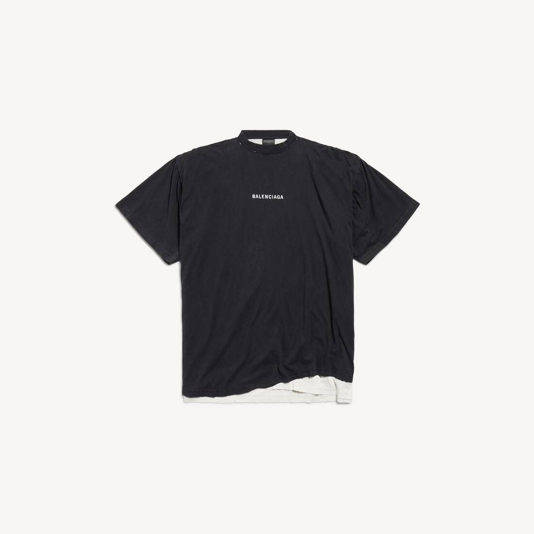Men's Balenciaga Back Double T-shirt in Faded Black