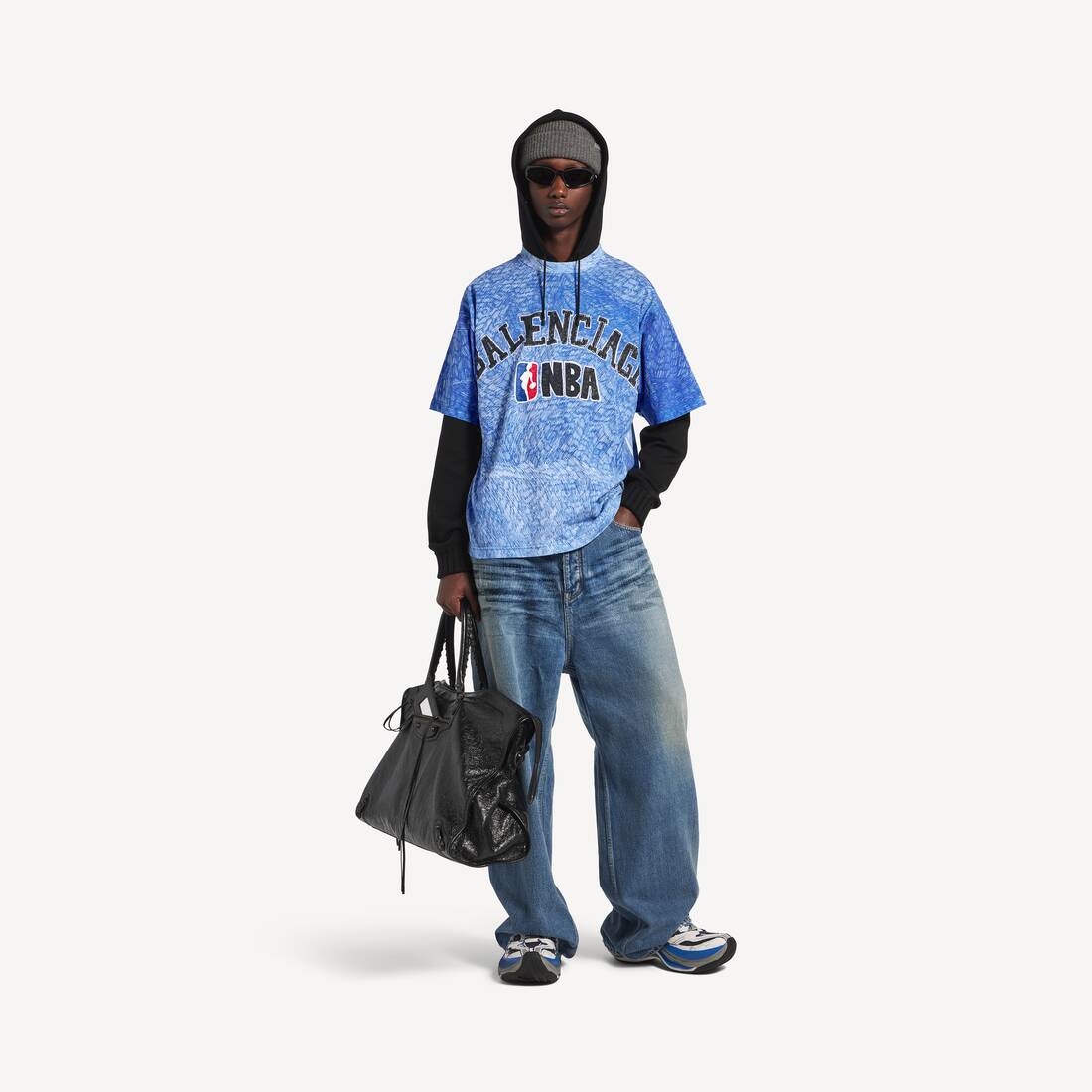 Men's Balenciaga | Nba Collaboration Oversized T-shirt in Blue