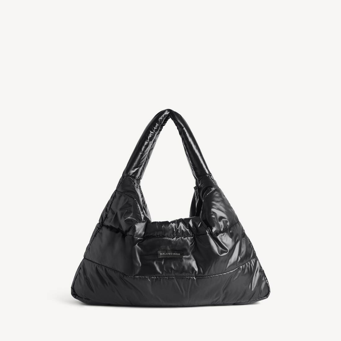 Men's Puffer Hobo Bag Medium in Black