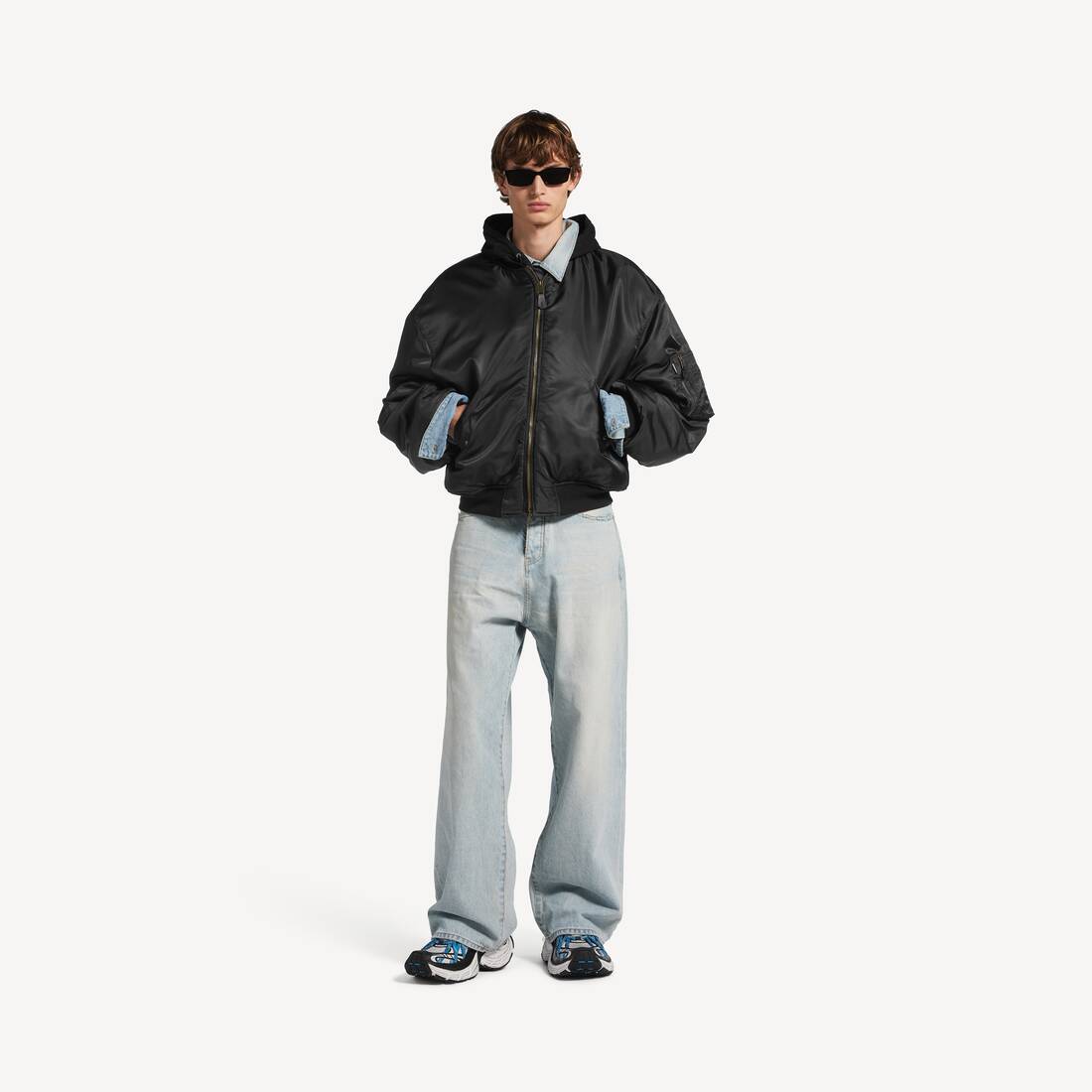 Men's Hooded Bomber in Black