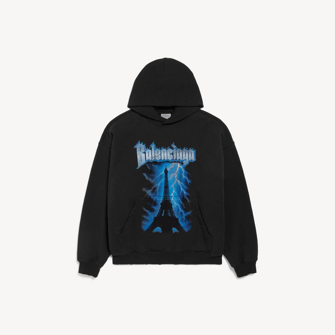 Men's Paris Thunderstorm Hoodie Medium Fit in Black