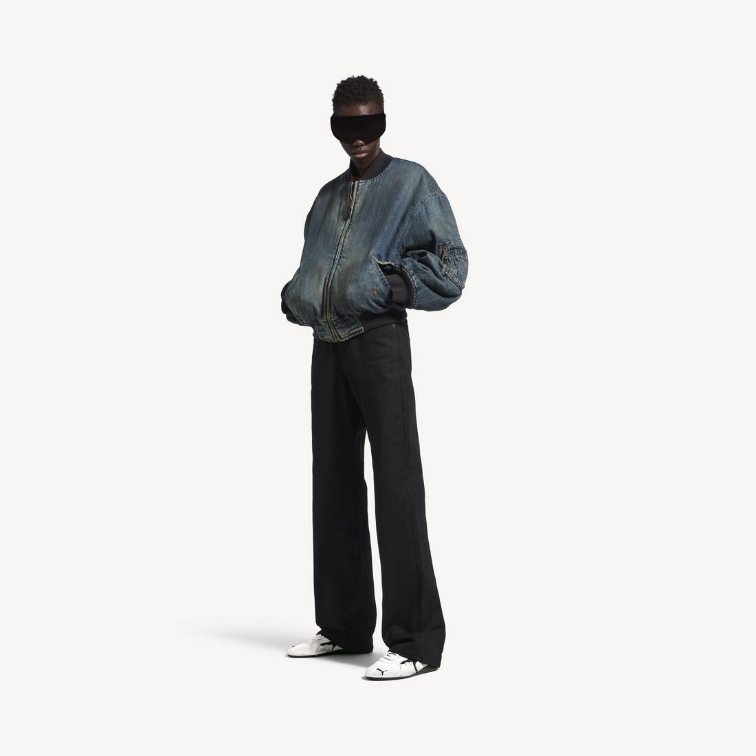 Women's Standard Denim Bomber in Blue