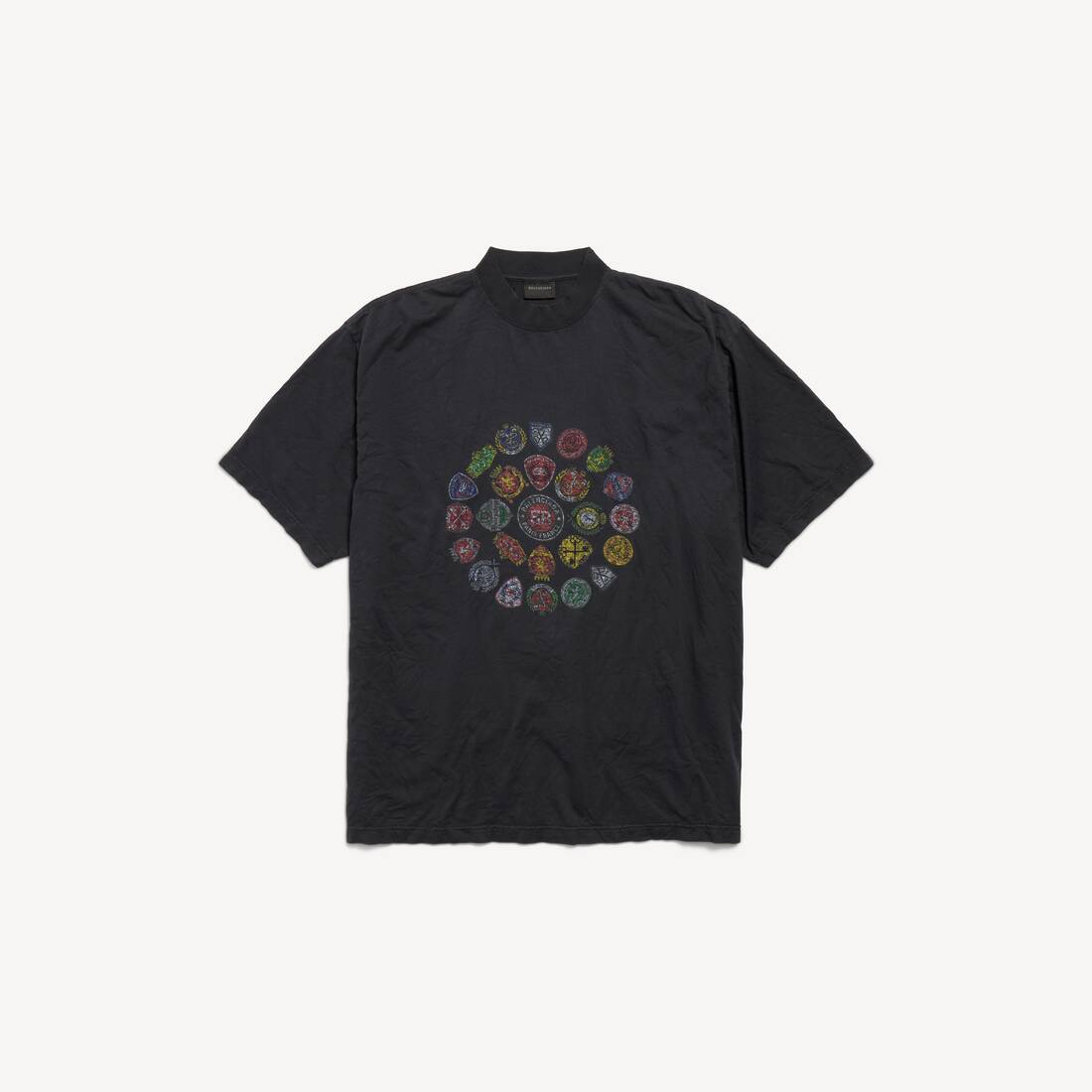 Men's Spiral Crest T-shirt Medium Fit in Faded Black