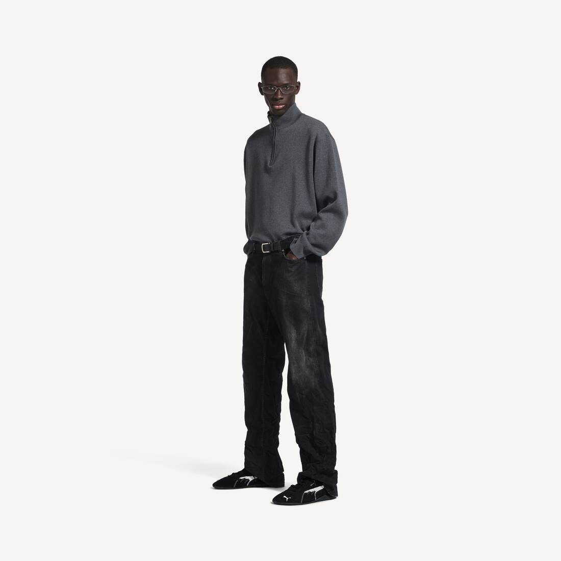 Men's Half-zip Sweater in Grey