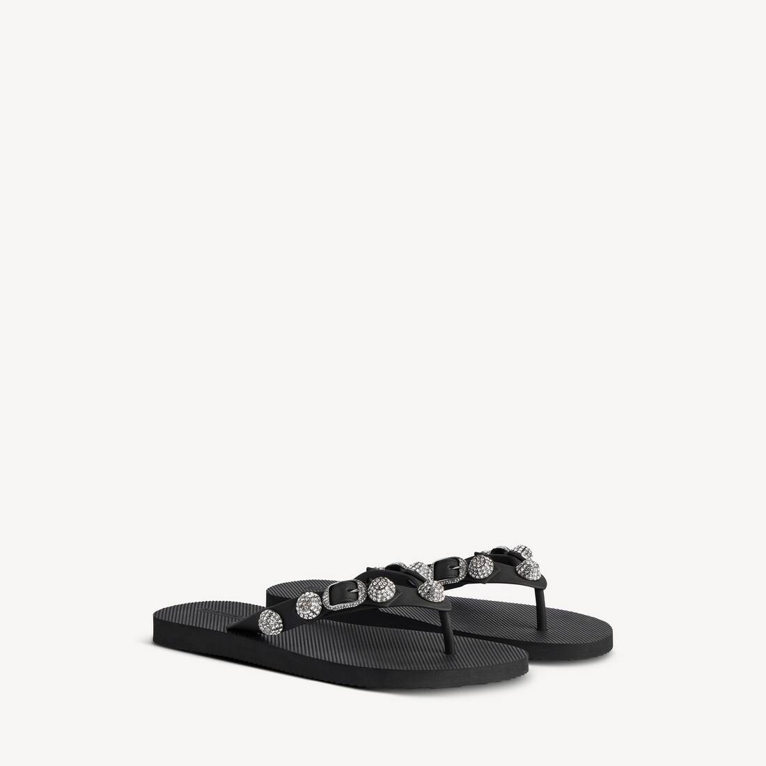 Women's Cagole Thong Sandal in Black/crystal