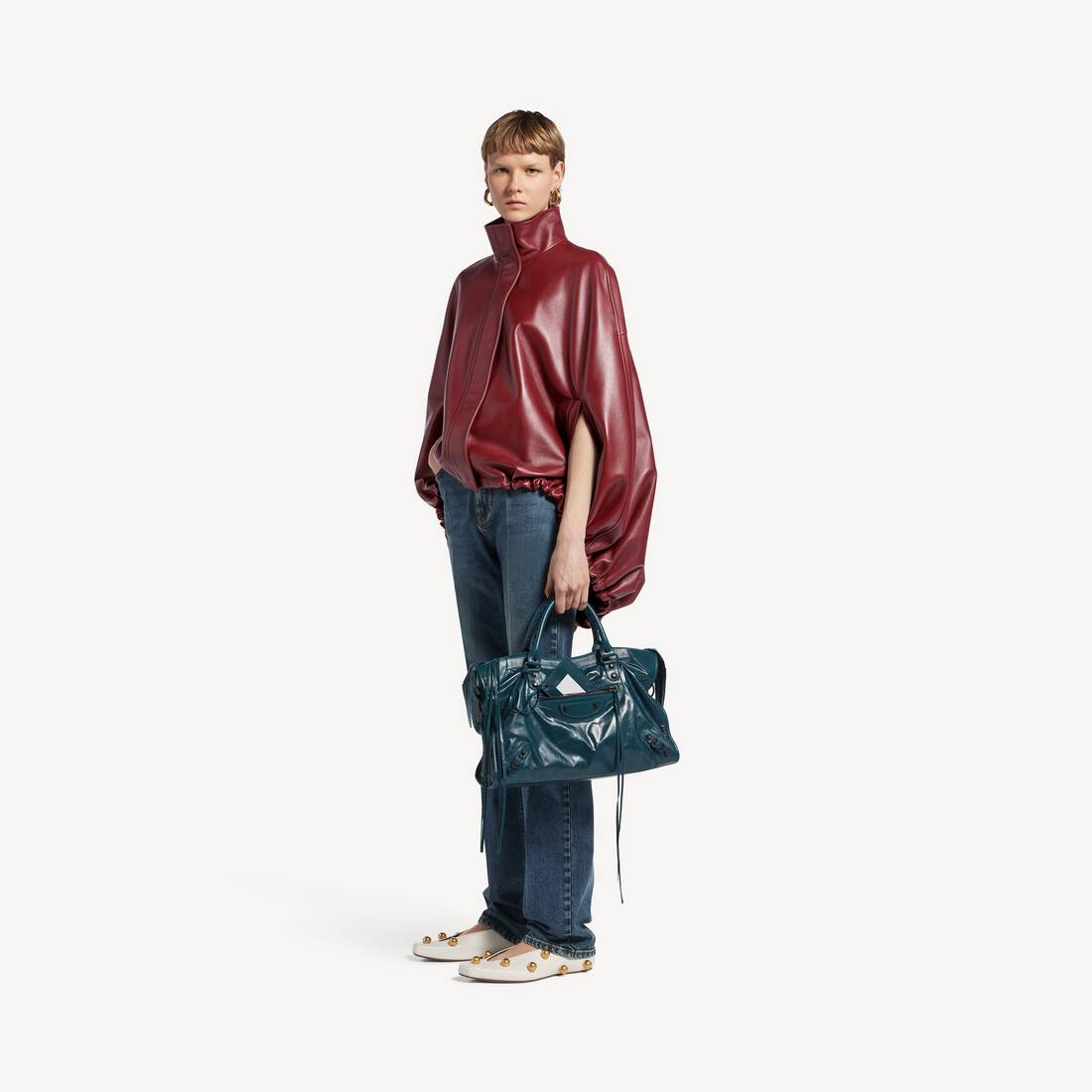 Women's Short Cape in Burgundy
