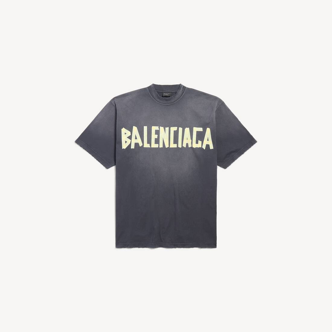 Tape Type T-shirt Medium Fit in Black Faded