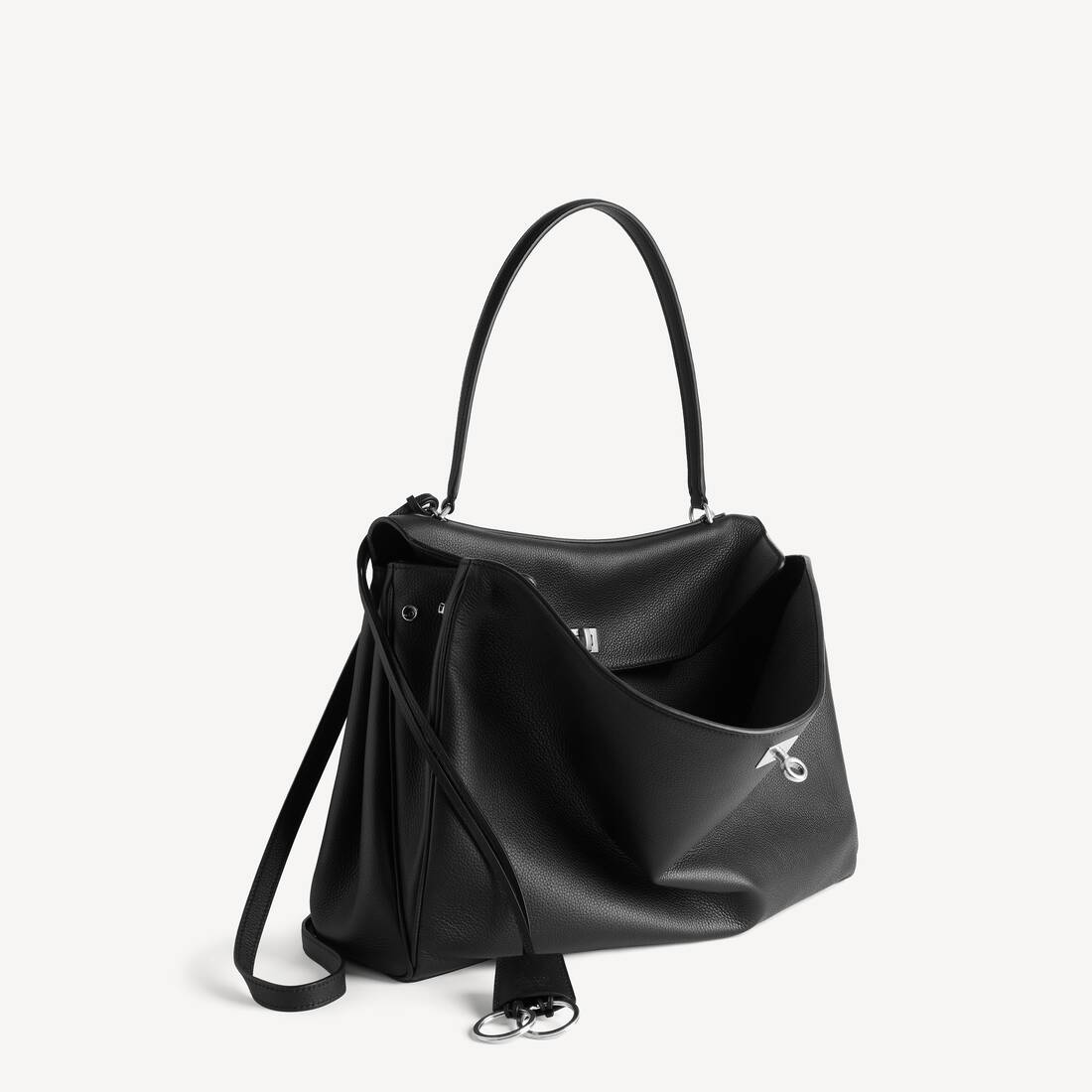 Rodeo Handbag Large Grained Calfskin in Black