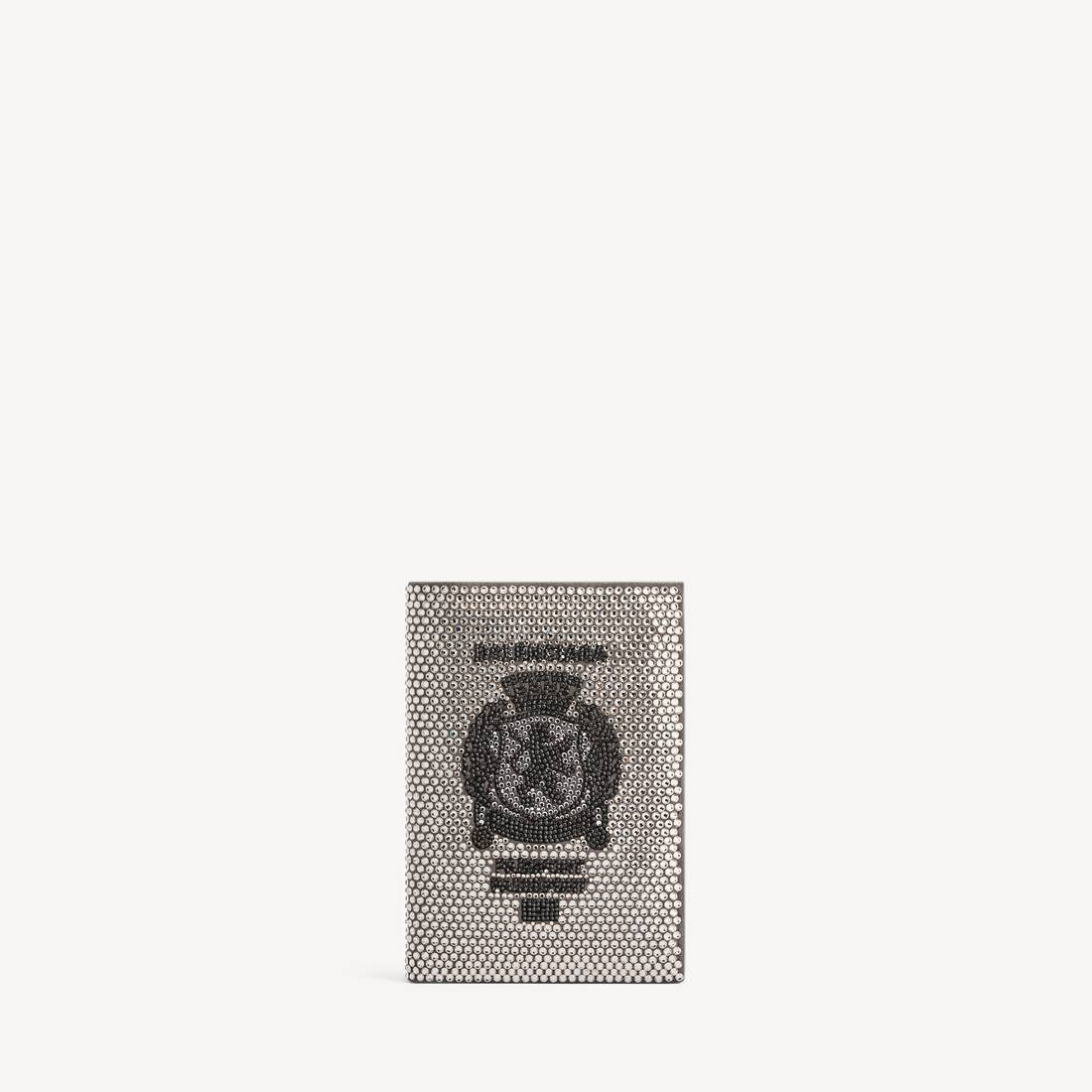 Men's Passport Holder With Rhinestones in Smoke Grey