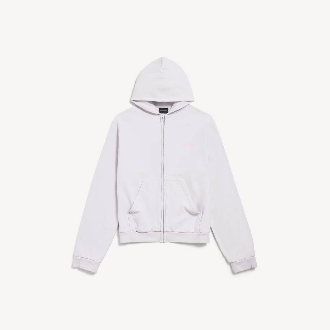 Women's Balenciaga Back Zip-up Hoodie Regular Fit in Dirty White/baby Pink