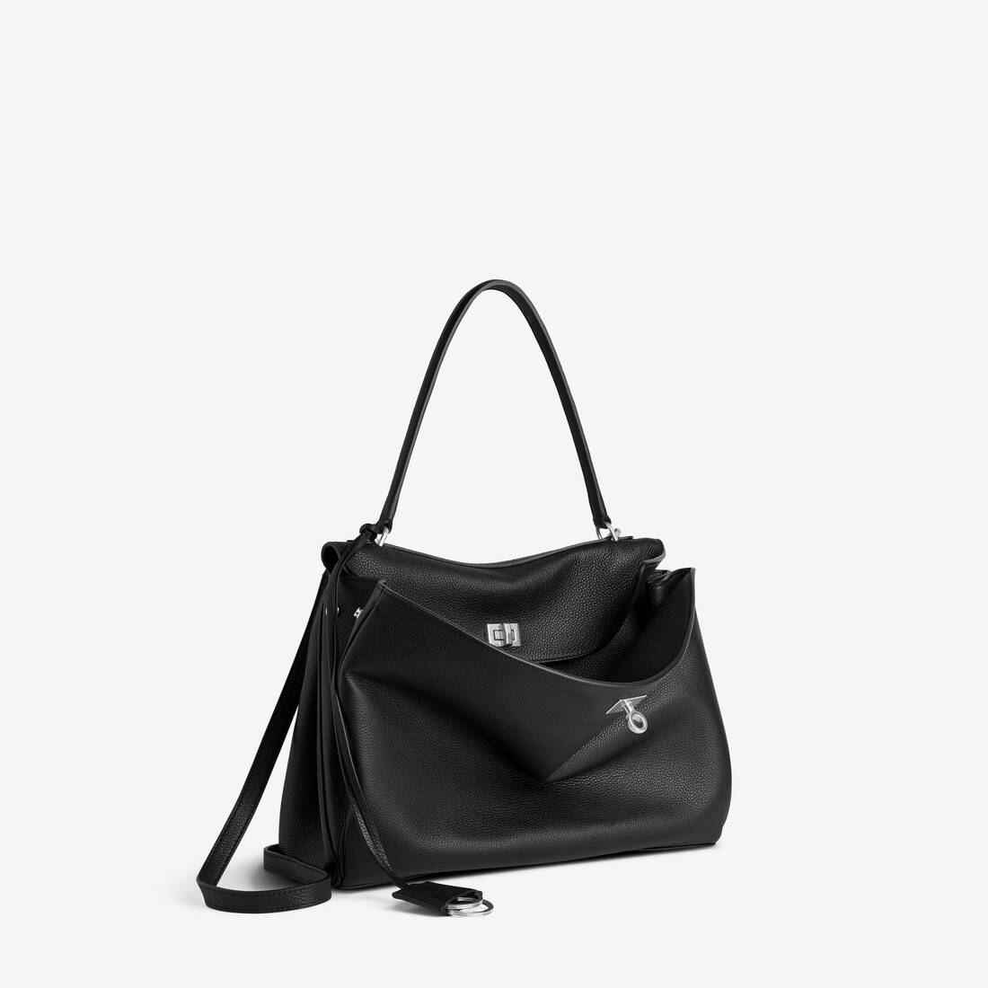 Women's Rodeo Handbag Medium Grained Calfskin in Black